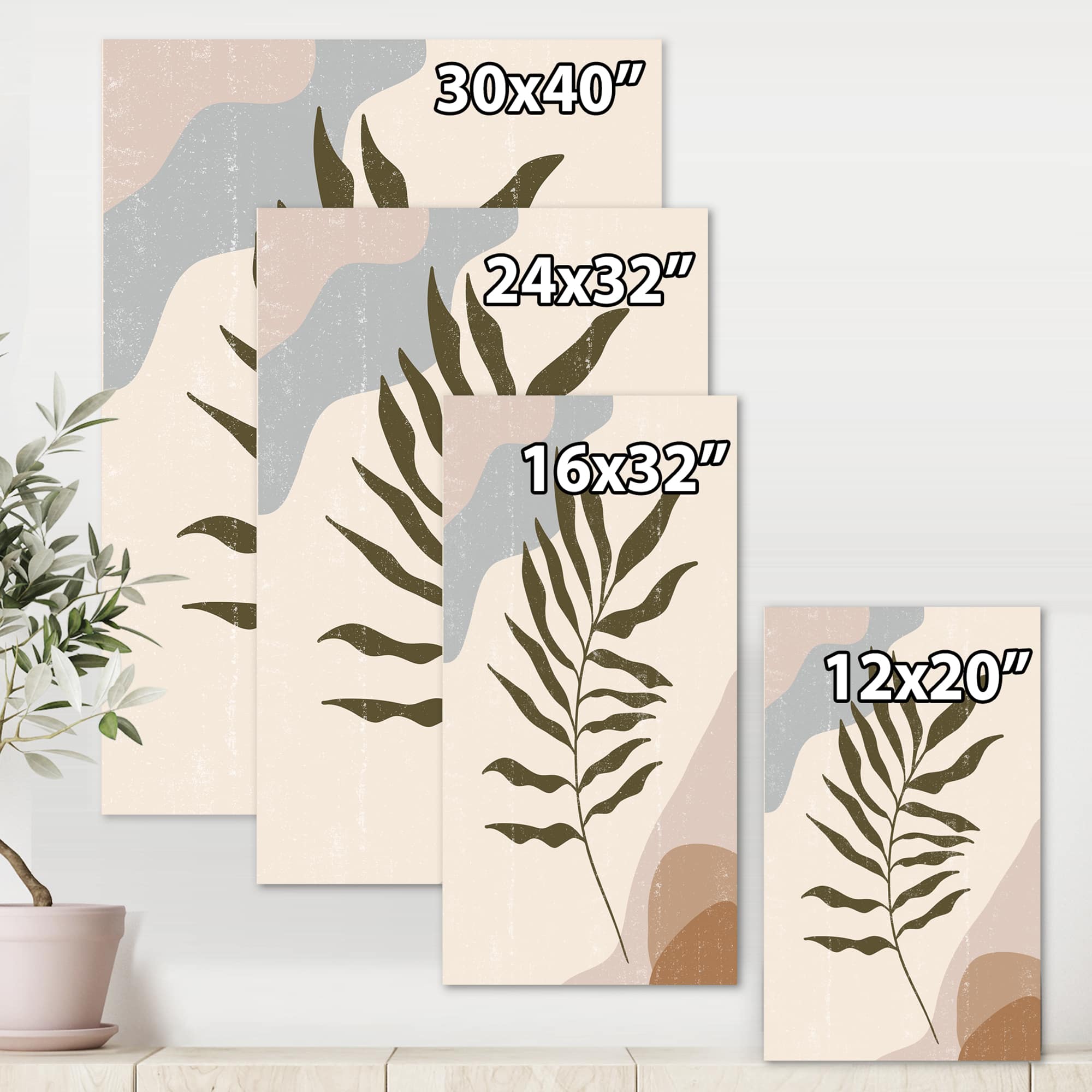 Designart - Botanical Minimalist Leaf In Earth Tones I